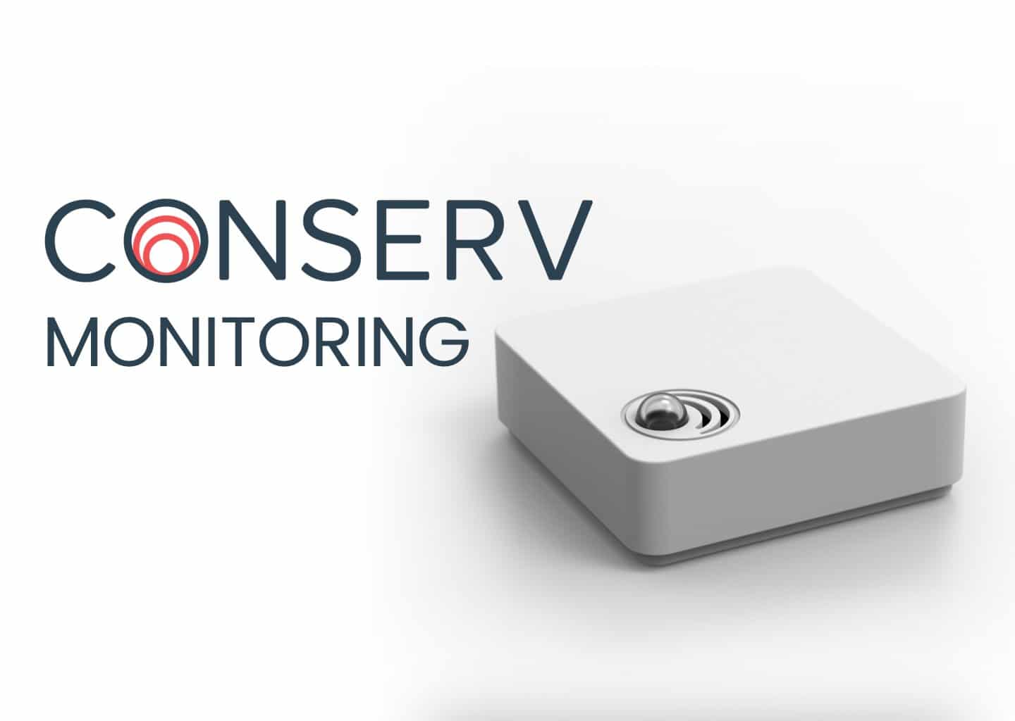 Conserv environmental monitoring. Image of a white Conserv smart sensor.